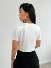 Summer White Y2k Solid Round Neck Tee